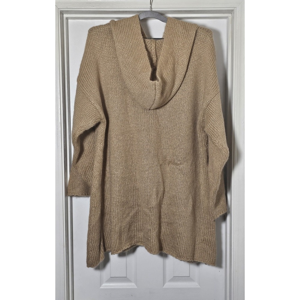 Soft Surroundings Camel Knit Hooded Mohair Wool Button Front Cardigan Sweater L - Picture 2 of 4